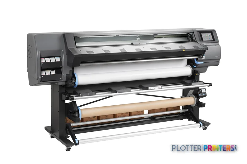 HP Latex 370 large-format printer product image showing grey printer with roll feed system and control panel