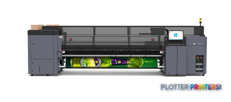 HP Latex 3100 large-format printer product image showing grey printer with colorful print sample