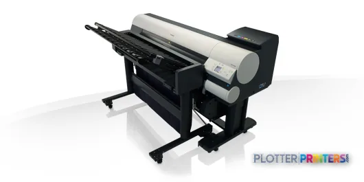 Canon imagePROGRAF iPF850 large format printer product image showing grey and black inkjet printer with roll feed system