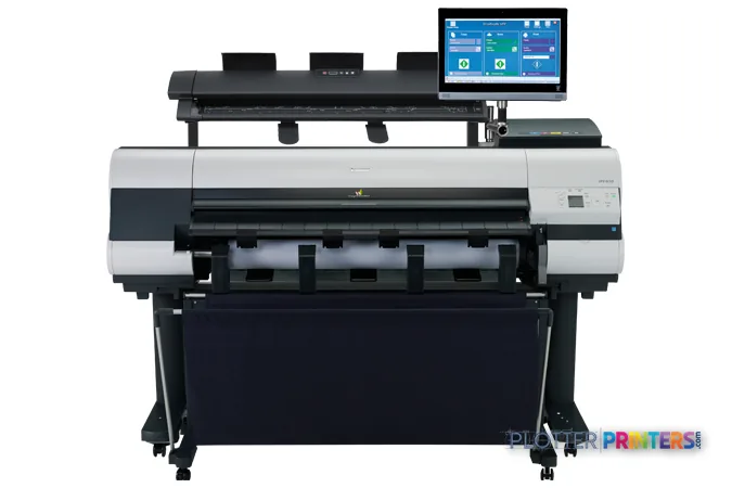 Canon imagePROGRAF iPF840 MFP M40 large-format printer product image showing white and black printer with integrated touchsc…