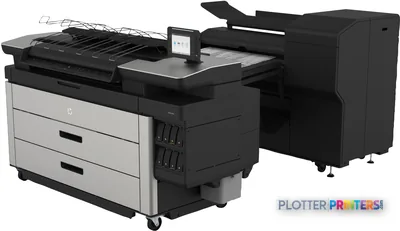 HP PageWide XL 5000 large format printer product image showing black and white inkjet printer with paper feed system