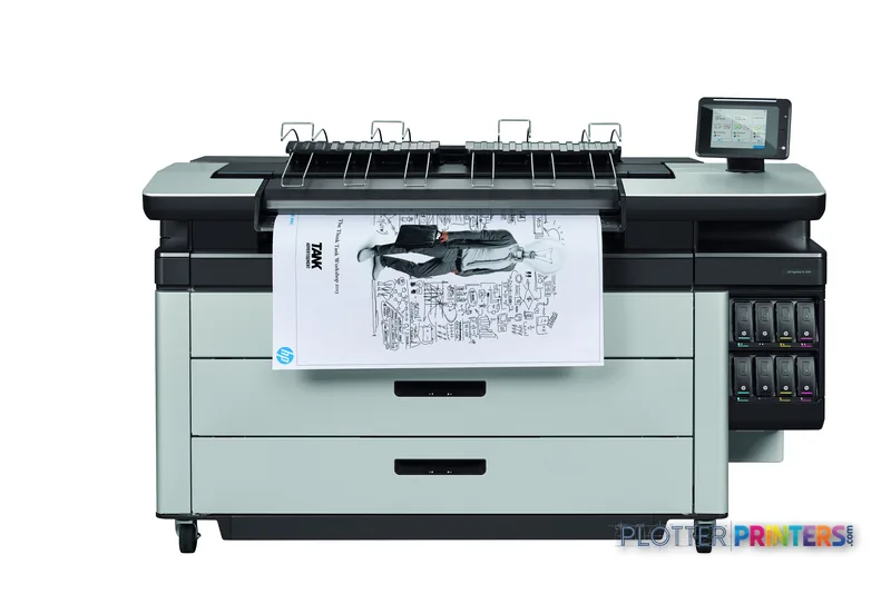 HP PageWide XL 5000 large format printer product image showing front view with paper output