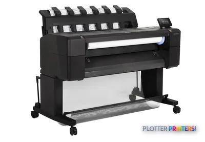 HP Designjet T930 large-format printer product image showing front view with roll feed system and control panel