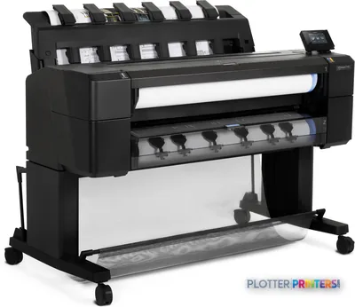 HP DesignJet T1530 36-in large-format printer product image showing black thermal inkjet printer with dual paper rolls and c…