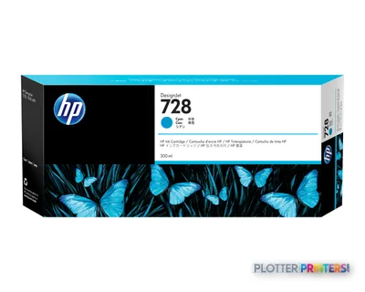HP 728 300-ml Cyan DesignJet Ink Cartridge
