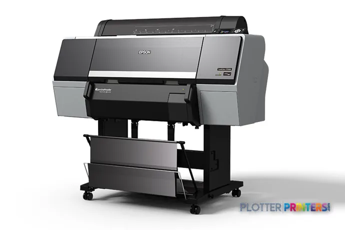 Epson SureColor P7000 Commercial Edition large format printer product image showing front view with grey and black chassis o…