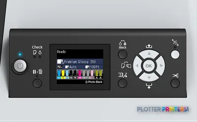 Epson SureColor P8000 Standard Edition control panel product image showing black front with display screen and navigation bu…