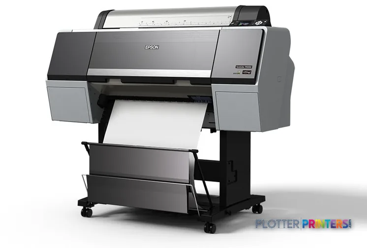 Epson SureColor P8000 Standard Edition large format printer product image showing grey and black inkjet printer with output…