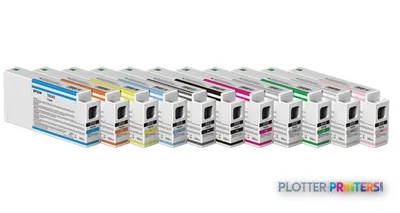 Epson SureColor P9000 Standard Edition ink cartridge set showing multiple color cartridges in a row