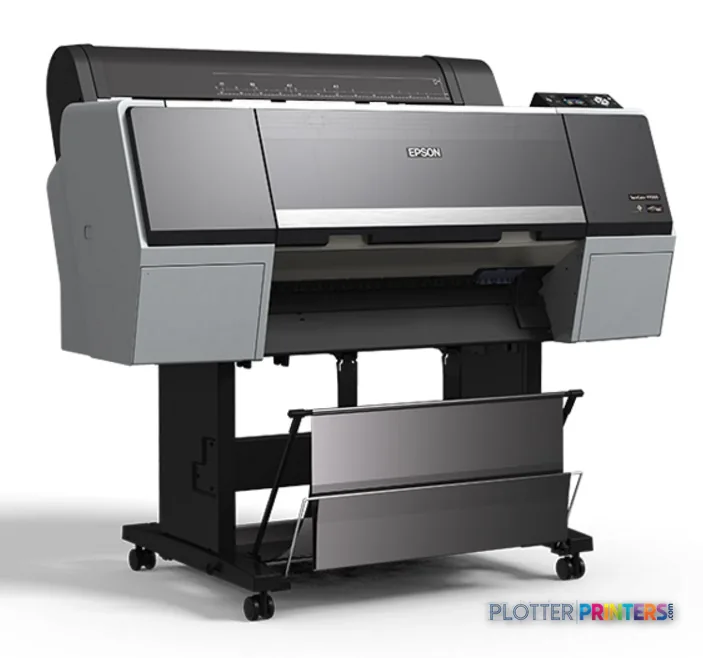 Epson SureColor P9000 Standard Edition large format printer product image showing grey and black inkjet printer on stand