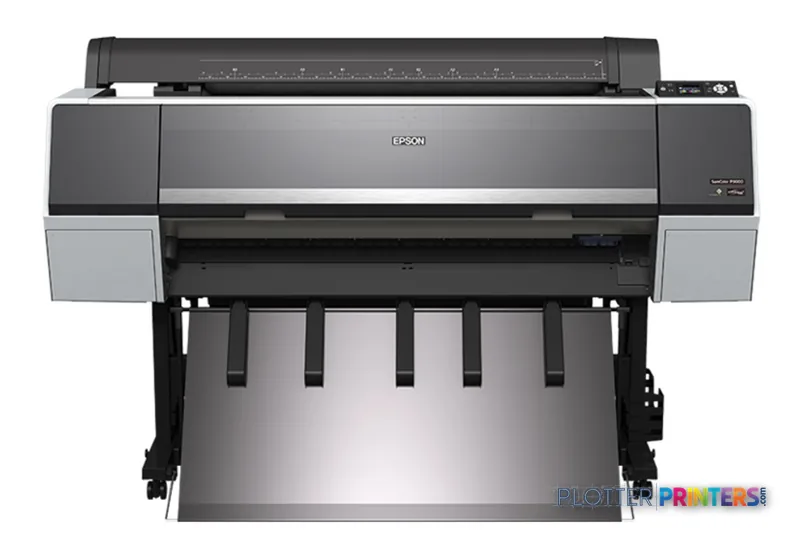 Epson SureColor P9000 Standard Edition large format inkjet printer product image, front view showing black and grey chassisโฆ
