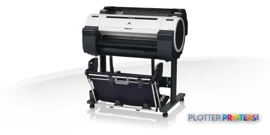 Canon imagePROGRAF iPF670 large format printer product image showing black and white inkjet printer on stand