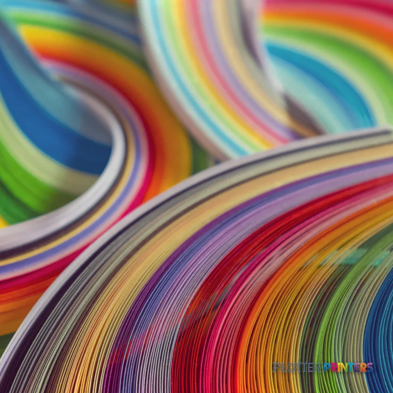 Epson SureColor SC-P20000 product image showing vibrant multicolored printed stripes with fine detail and color gradients