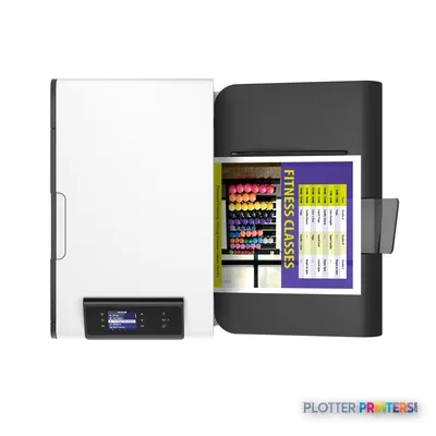 HP PageWide Pro 452dw Printer product image showing grey printer with control panel and color output sample