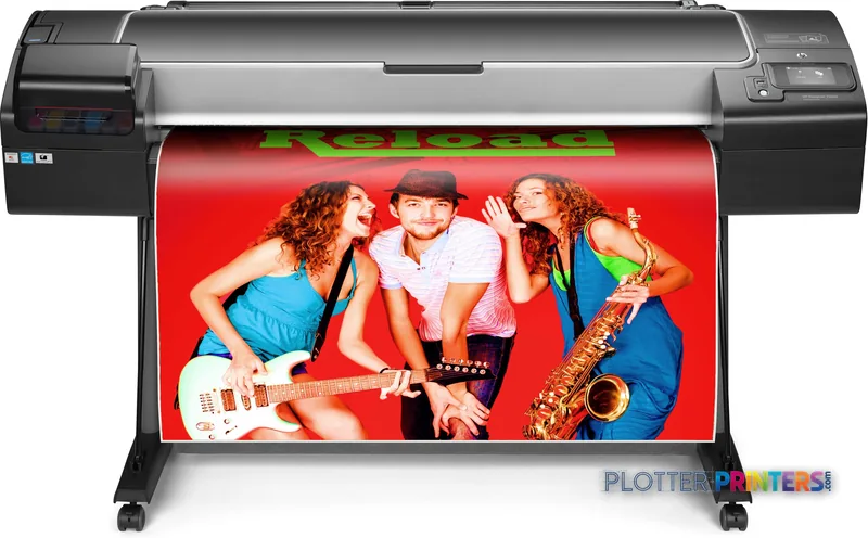 HP Designjet Z5600 44-in large format printer product image showing black printer with vibrant color output