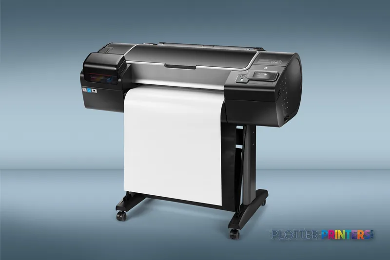 HP Designjet Z2600 24-in large format printer lifestyle image showing black printer with white paper loaded