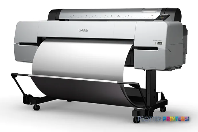 Epson SureColor P10000 Standard Edition large format printer with roll feed system, shown in grey and black finish