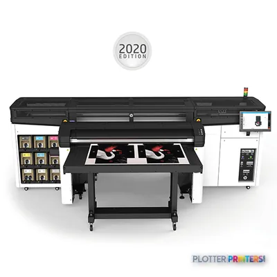 HP Latex 560 Printer large-format printer with annotated features showing ink cartridges, print head, and control panel