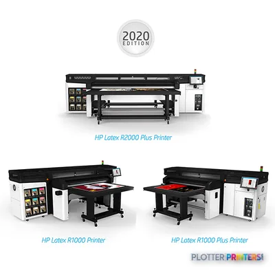 HP Latex 560 Printer large-format printer product image annotated with feature callouts showing black and grey printer unit