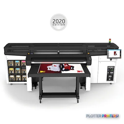 HP Latex 560 Printer large-format printer with annotated features showing printing capabilities and control panel