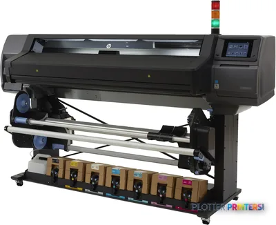 HP Latex 570 Printer product image showing black and grey large-format printer with ink cartridges and control panel