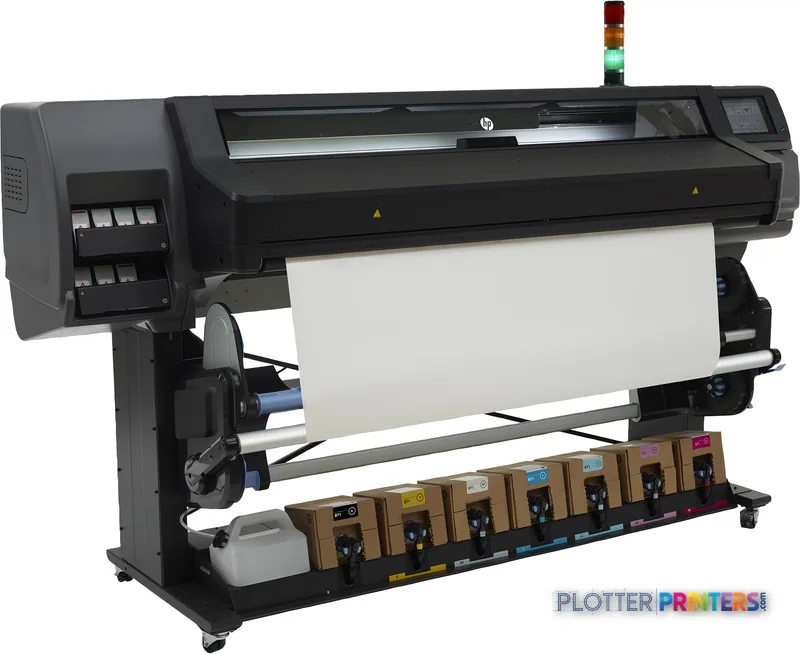 HP Latex 570 Printer large-format printer product image showing black printer with white media roll loaded