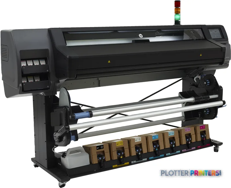 HP Latex 570 Printer large-format printer product image showing black printer with ink cartridge station and control panel