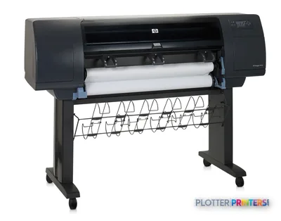 HP Designjet 4000ps Printer product image showing large-format color printer with roll media loaded and stand