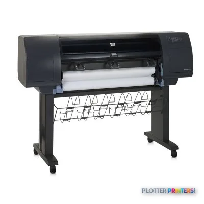 HP Designjet 4000ps Printer large-format printer with white media roll loaded, front product view