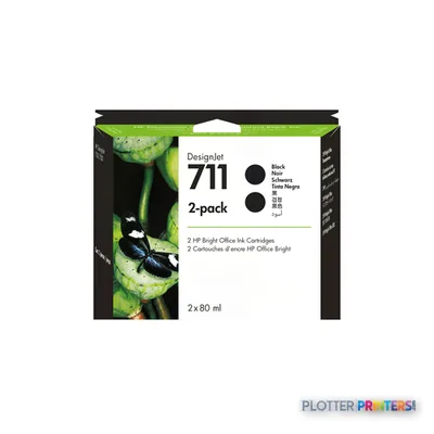 HP 711 2-pack 80-ml Black DesignJet Ink Cartridges