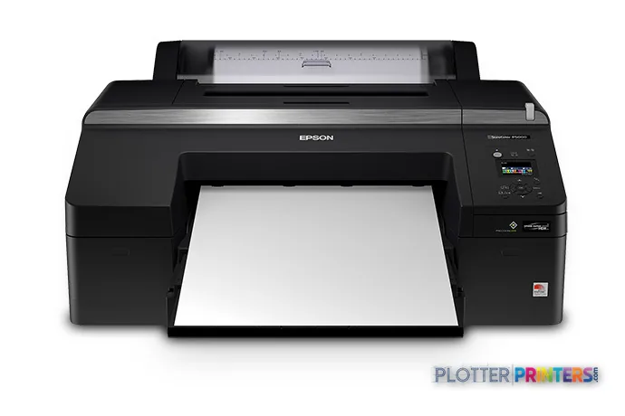 Epson SureColor P5000 Designer Edition large format inkjet printer product image, black printer with open paper tray
