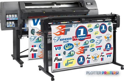 HP Latex 315 Print and Cut Solution front-right view showing grey printer with integrated cutting module and ink cartridges