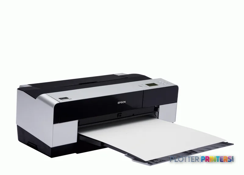 Epson Stylus Pro 3880 product image showing large-format printer with white paper output tray extended