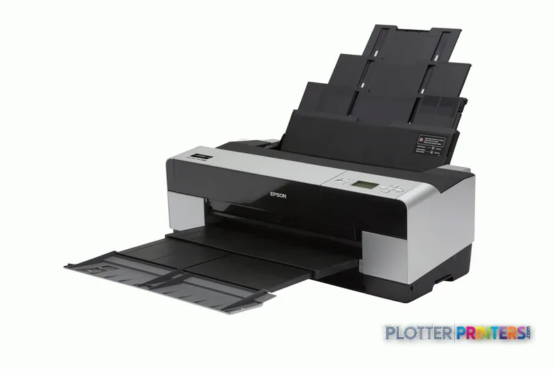 Epson Stylus Pro 3880 product image showing white and black large-format printer with open paper tray