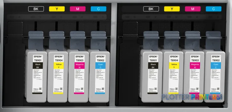 Epson SureColor SC-S60600 ink cartridges product image showing four color bottles arranged in a row