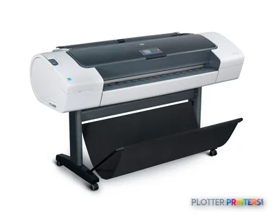 HP DesignJet T620 24-in Printer product image showing white and dark gray printer on black stand