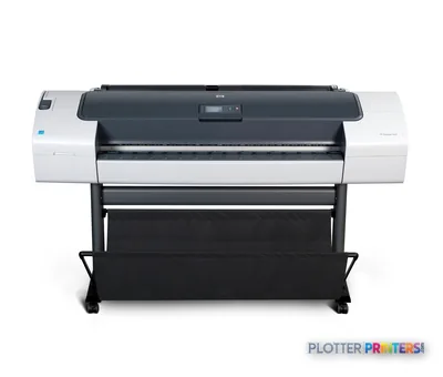 HP DesignJet T620 24-in Printer product image showing front view with white and black body on stand