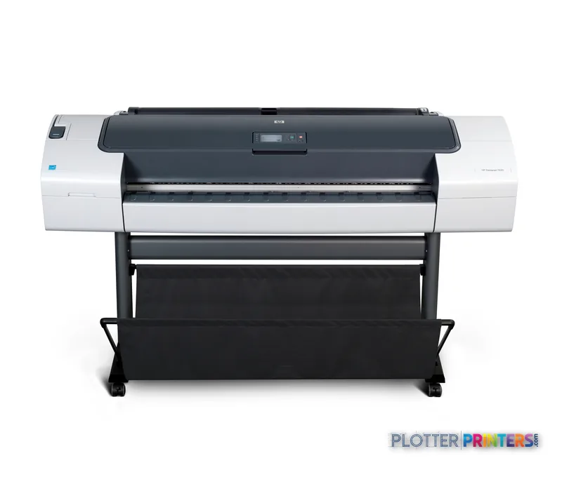 HP DesignJet T620 24-in Printer product image showing front view with white and black body on stand