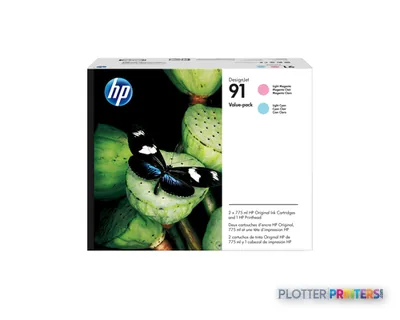 HP 91 Value Pack 775-ml Lt Magenta/Lt Cyan DesignJet Ink Cartridges/Printhead
