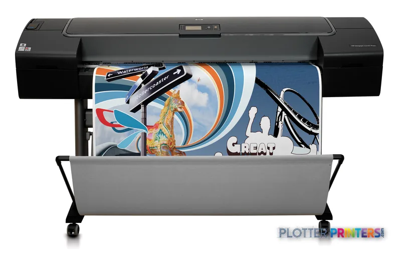 HP Designjet Z2100 44" large format printer product image showing front view with colorful print output