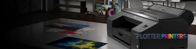 Epson SureColor SC-P5000 Violet 240V printer product image showing black inkjet printer with printed color samples