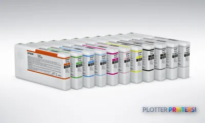 Epson SureColor SC-P5000 Violet 240V product image showing ink cartridge set lineup