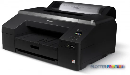 Epson SureColor SC-P5000 Violet 240V large-format inkjet printer product image showing black printer with open paper tray