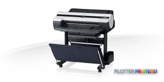 Canon imagePROGRAF iPF610 large format printer product image showing front view with output tray