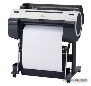 Canon imagePROGRAF IPF655 large format printer product image showing front view with white paper loaded