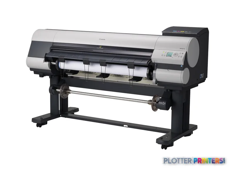 Canon imagePROGRAF iPF815 large format printer product image showing the full printer with paper roll loaded