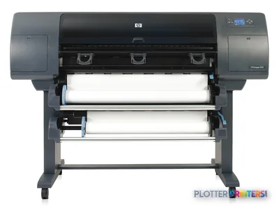 HP Designjet 4520ps large format printer product image showing front view with dual paper rolls loaded