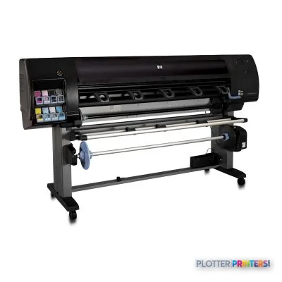 HP Designjet Q6652A large-format color printer product image showing front view with roll feed system