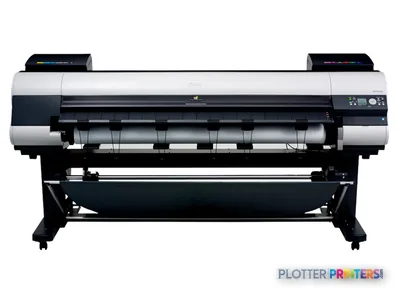 Canon imagePROGRAF iPF9100 large-format printer product image showing front view with white and black body on stand