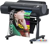 Canon imagePROGRAF iPF6350 large format printer product image showing the device with colorful photo paper output